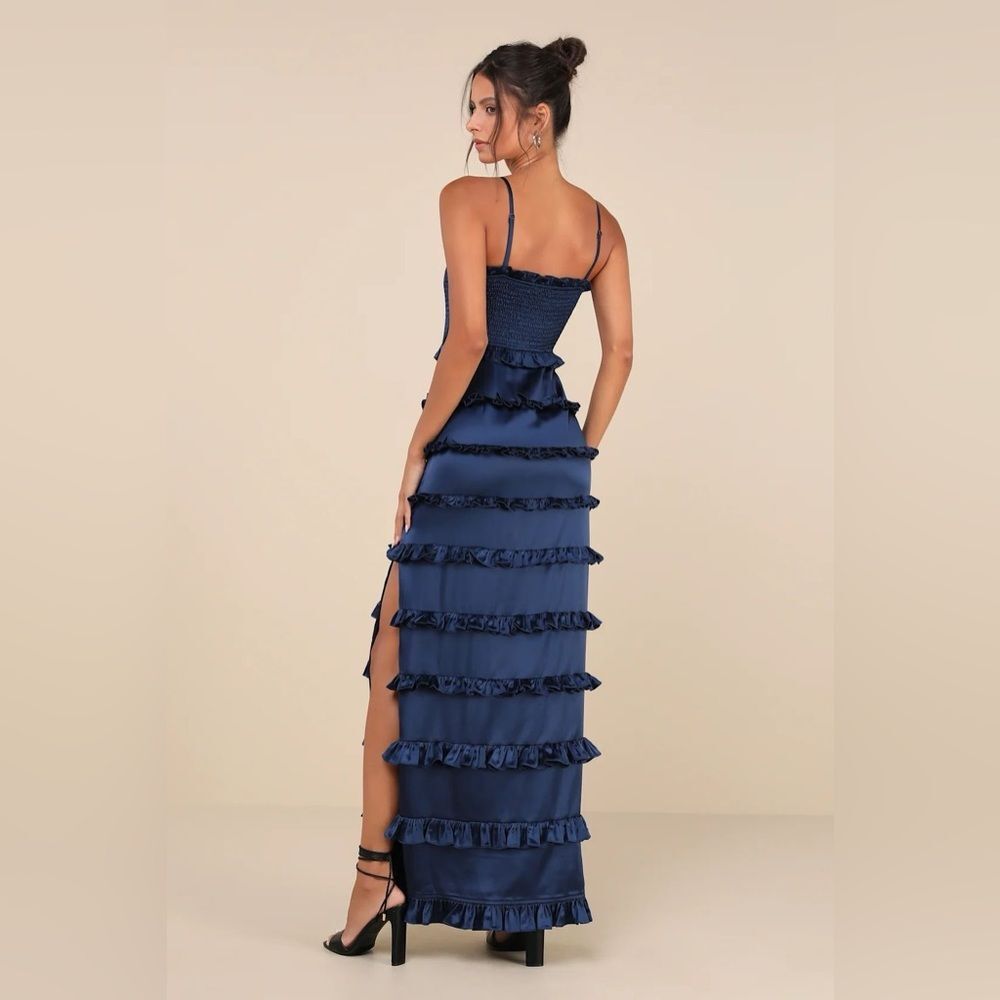 Lulu's Navy Blue Ruffle Maxi Dress - Picture 6 of 10